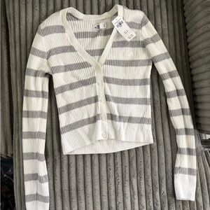 Striped Gray and White Women's Sweater